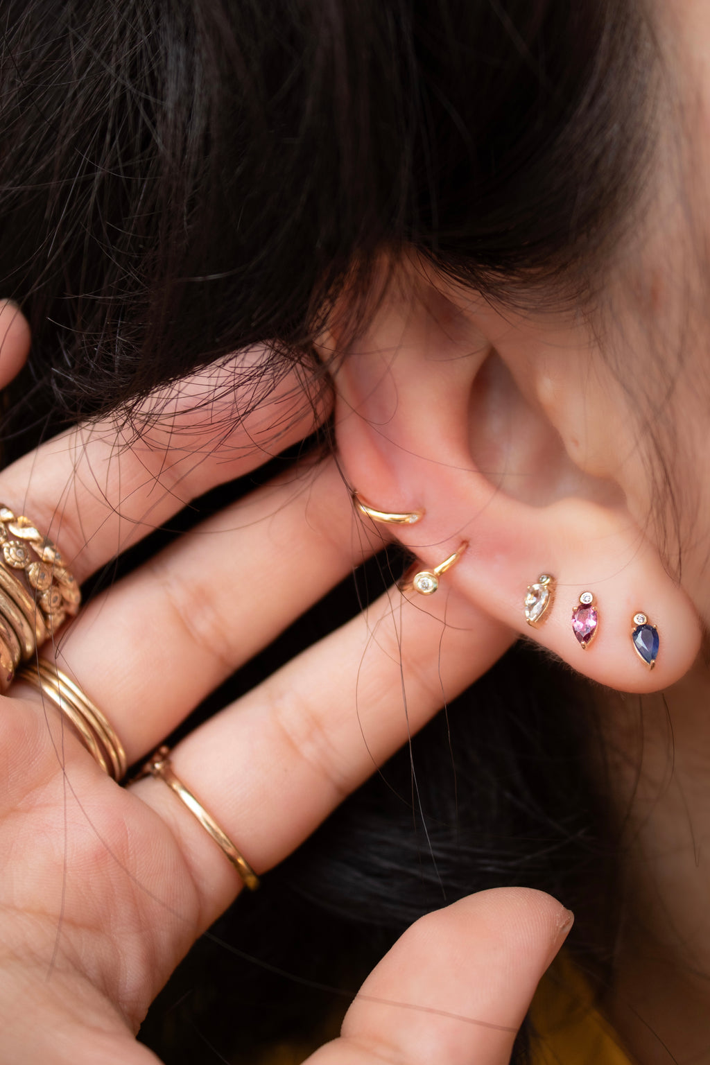 Droplet Stud with Pink Tourmaline