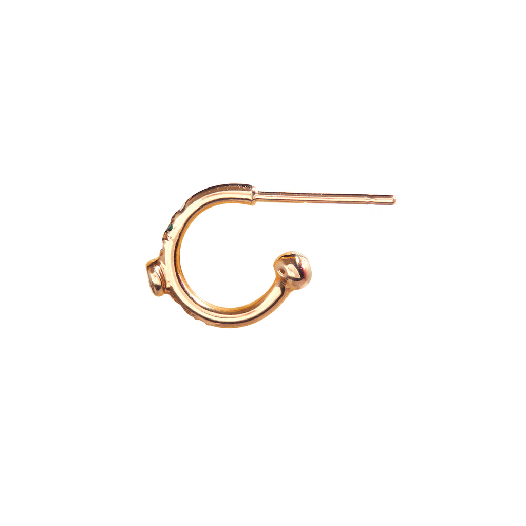 Diamond Bezel Huggie with Rainbow Gems