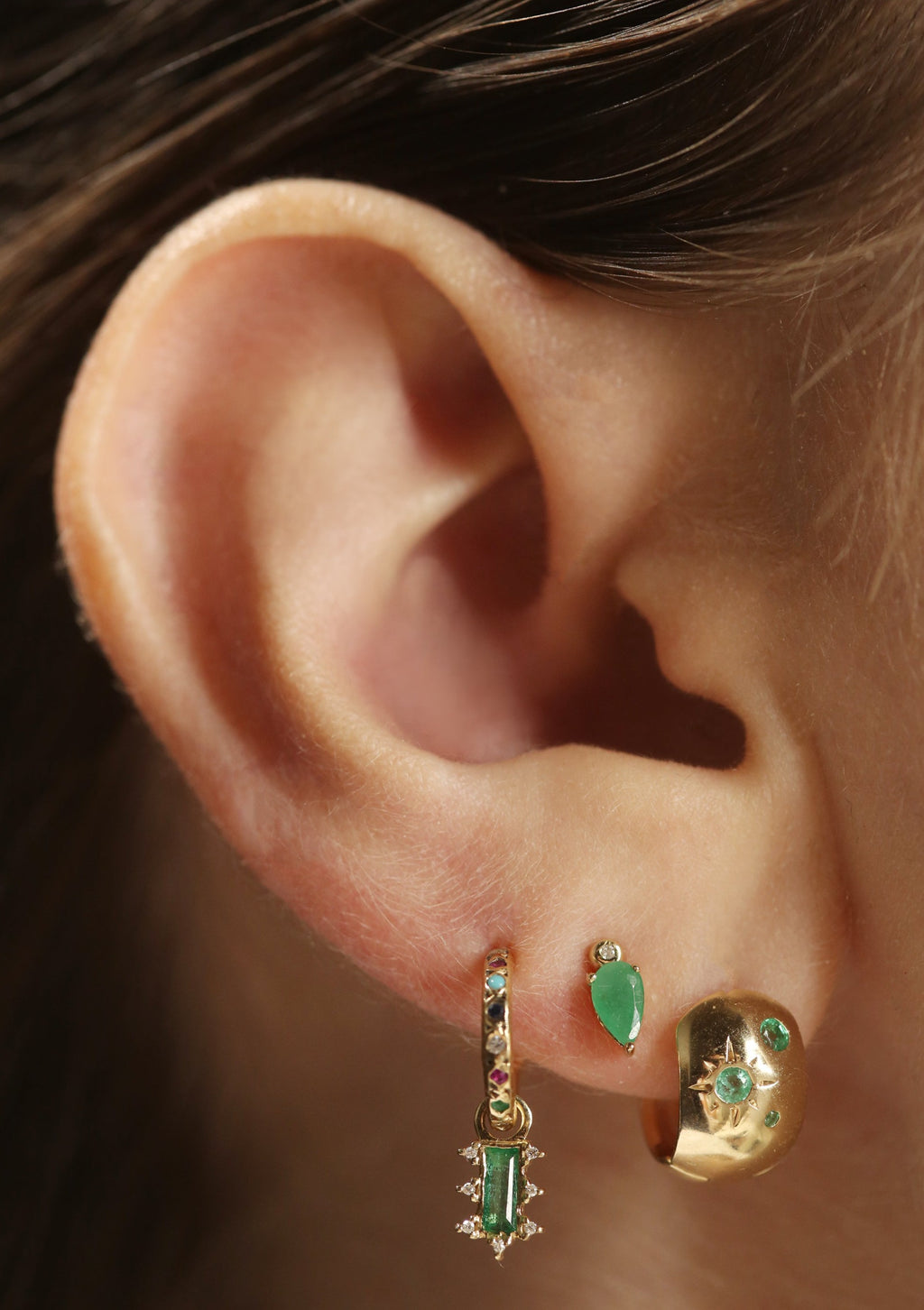 Droplet Stud with Emerald
