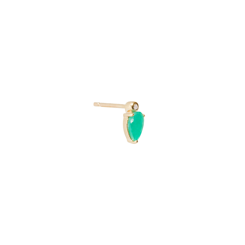Droplet Stud with Emerald
