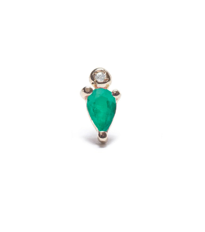 Droplet Stud with Emerald
