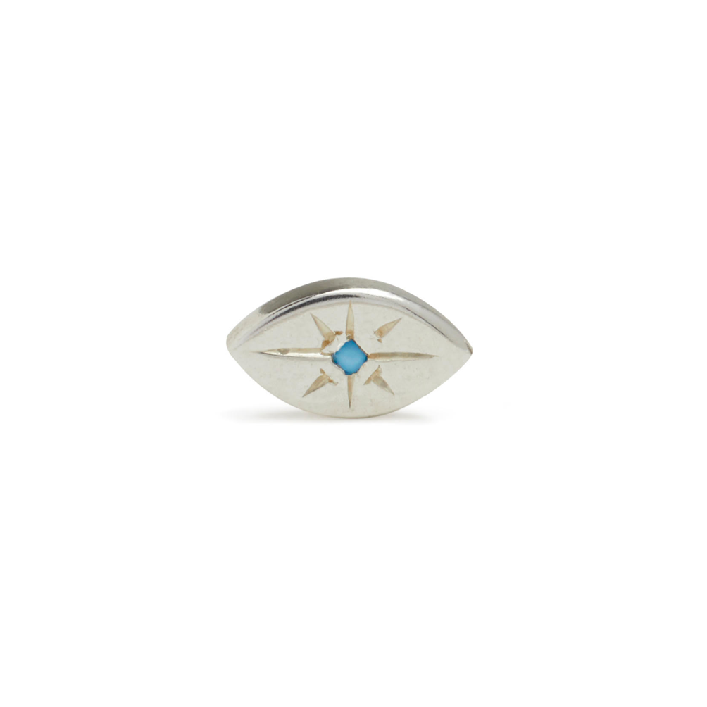 Silver Evil Eye Stud with Turquoise