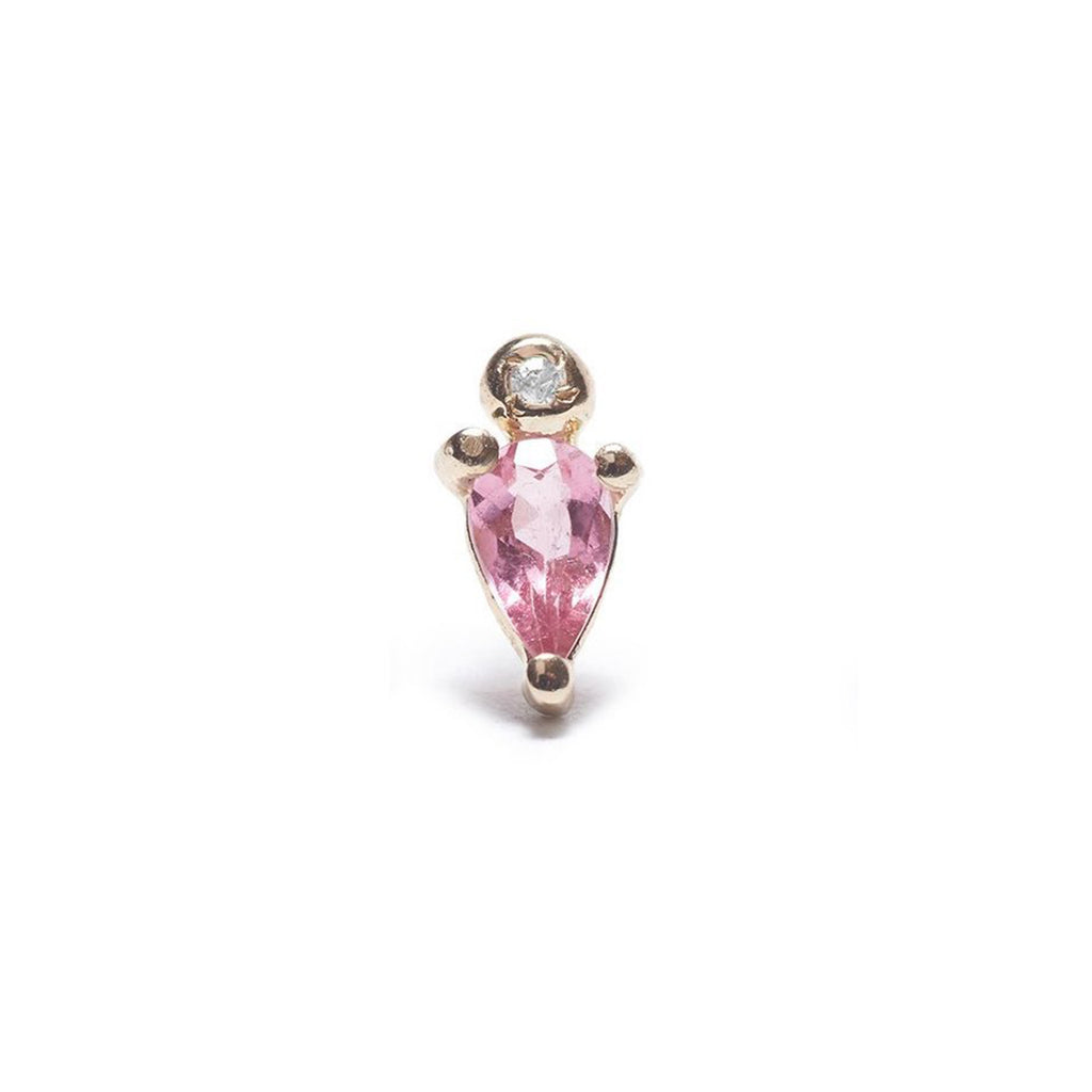 Droplet Stud with Pink Tourmaline