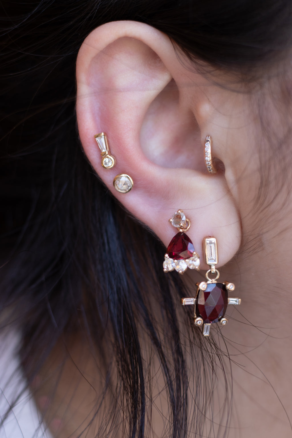 Bia Goddess Charm in Rhodolite Garnet and Diamonds