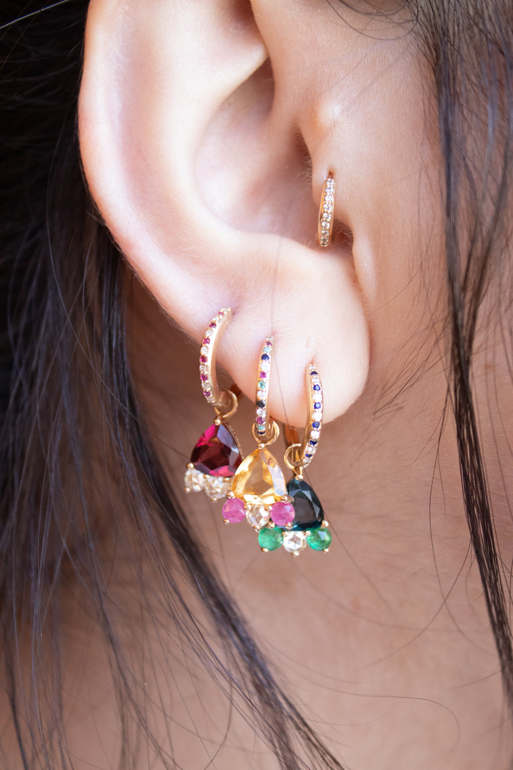Bia Goddess Charm in Rhodolite Garnet and Diamonds