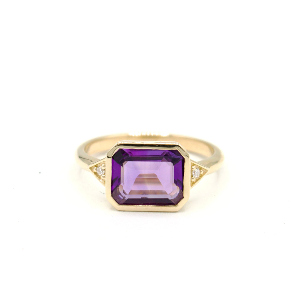 Contemporary Edwardian Ring In Amethyst and Diamonds