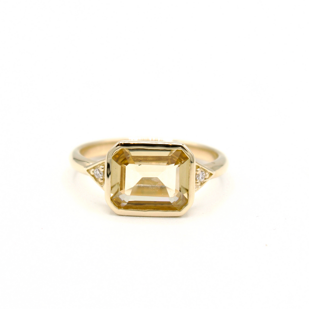 Contemporary Edwardian Ring In Citrine and Diamonds