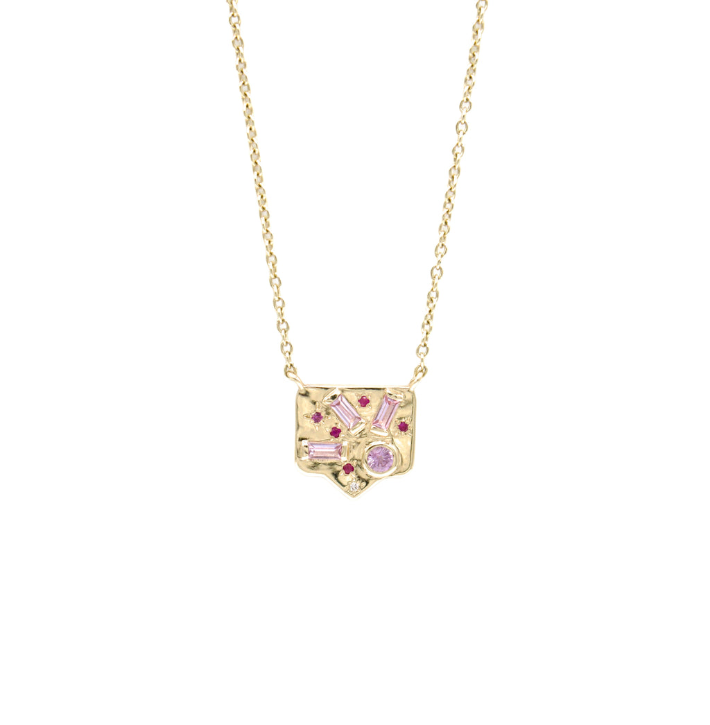 Sunrise Necklace in Pink Sapphire and Ruby