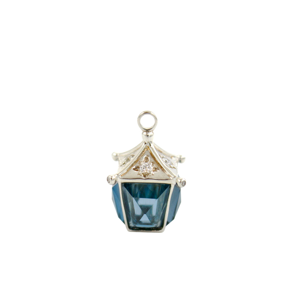 Guiding Lantern Charm in Silver and London Blue Topaz