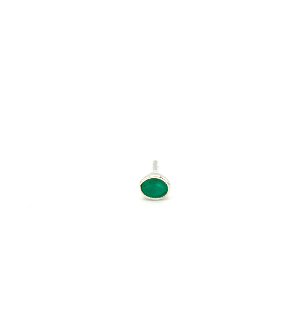Emerald Oval Stud in Sterling Silver