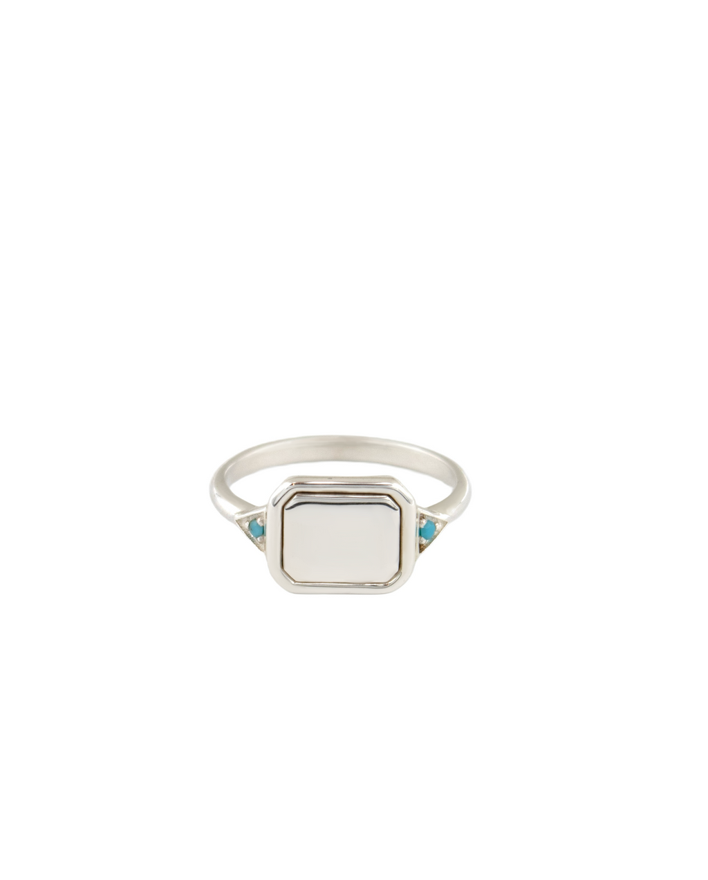 Contemporary Edwardian Ring with Sterling Silver Inlay and Turquoise