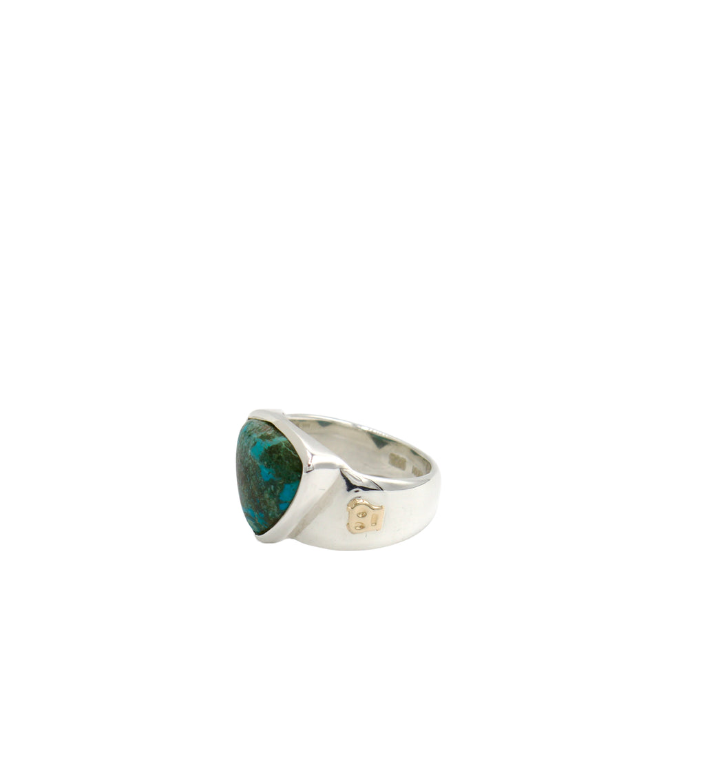 Sterling Silver/10k Trillion Cabochon SCOSHA Turquoise Ring