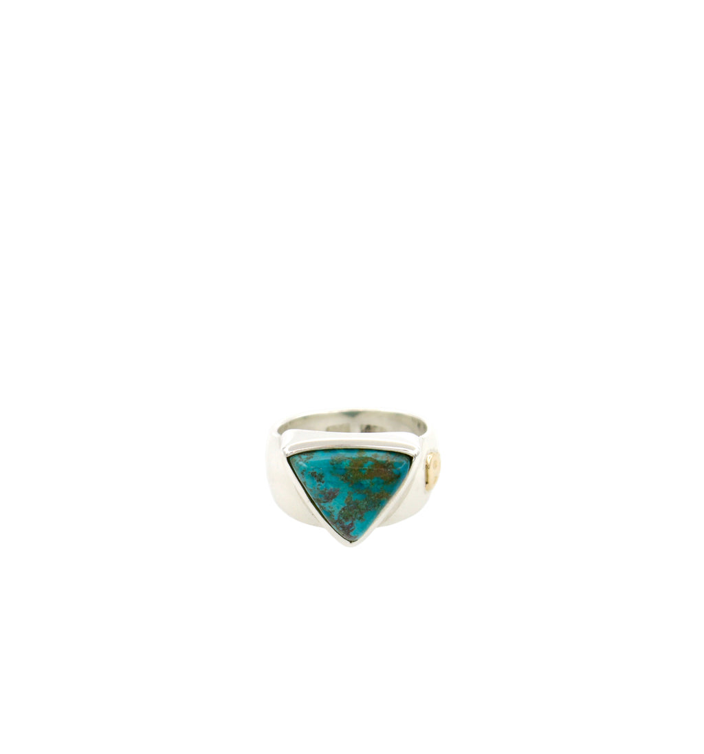 Sterling Silver/10k Trillion Cabochon SCOSHA Turquoise Ring