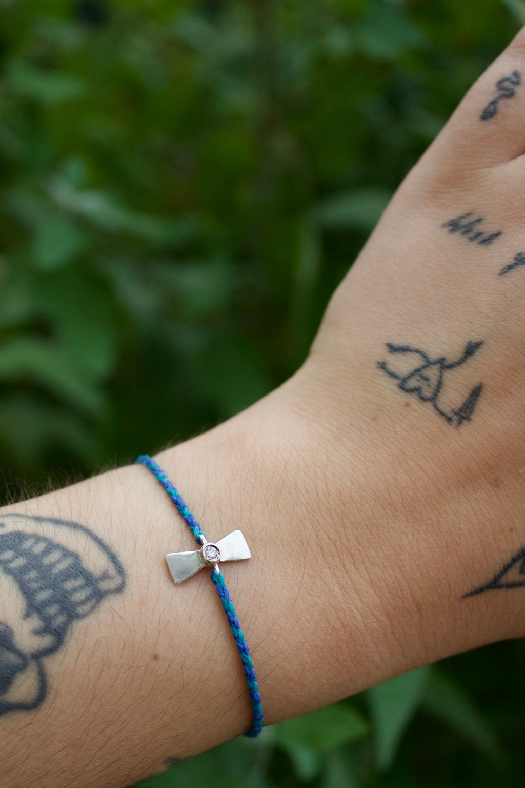 Diamond Bow Sterling Silver Bracelet