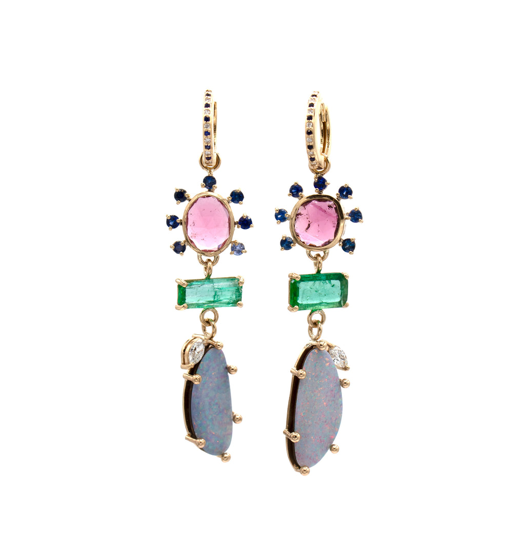 Tourmaline Sunspell Earrings with Opal