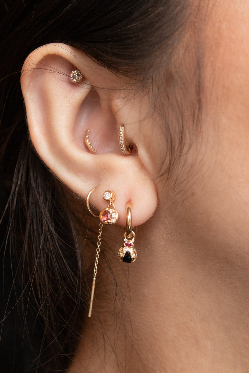 Ladybug Charm with Onyx