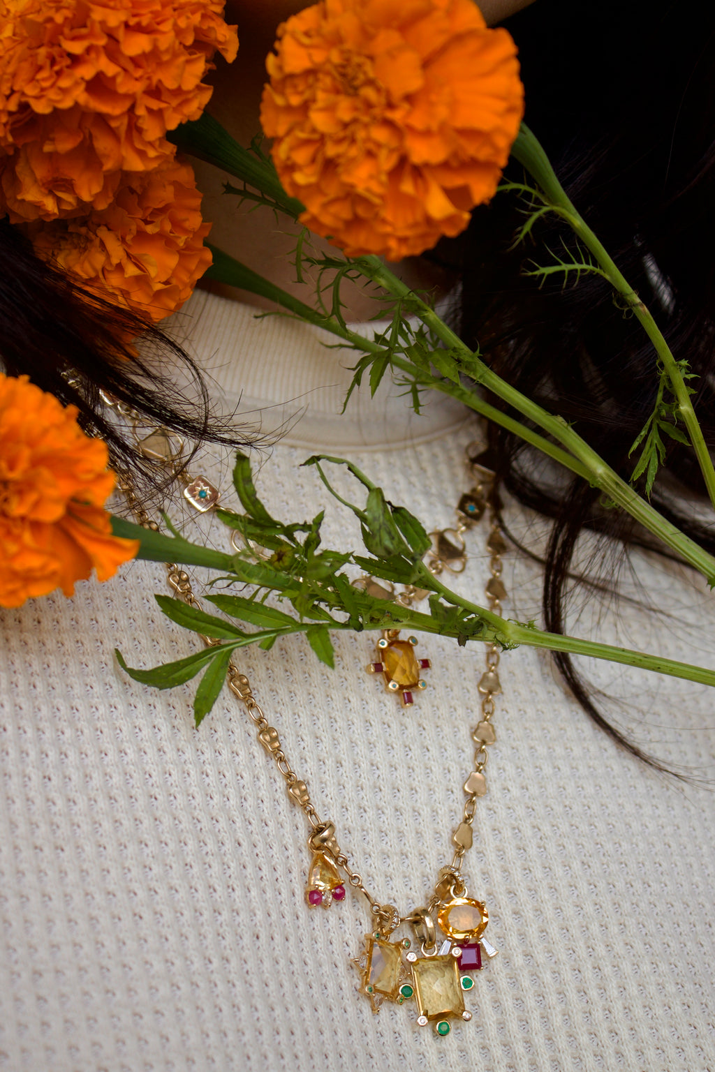 Royal Genie Charm with Citrine, Emeralds, Diamonds