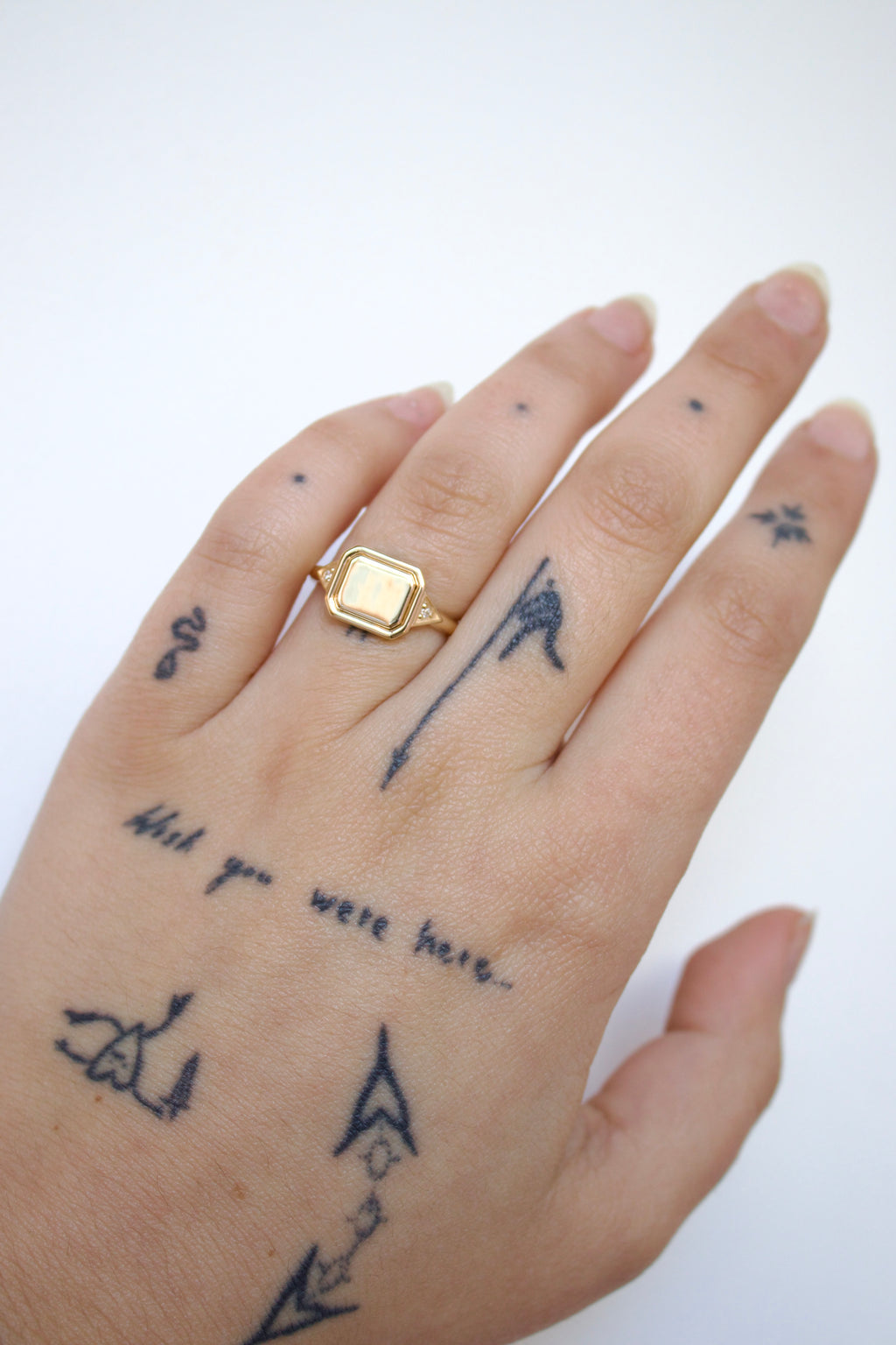 Contemporary Edwardian Ring with Gold Inlay and Diamonds