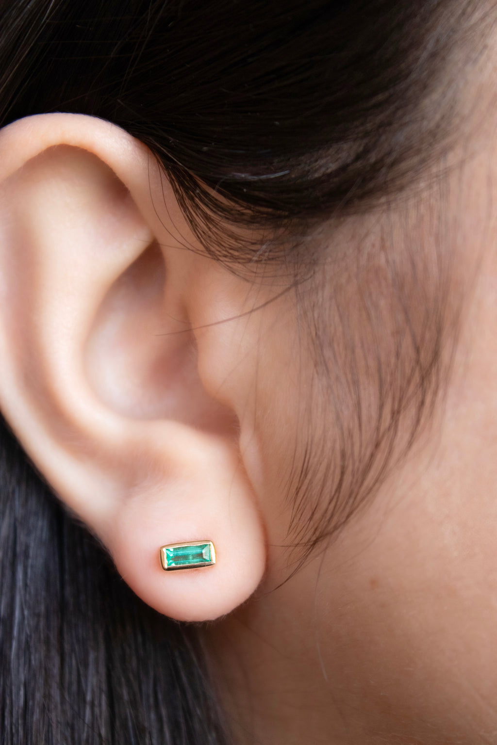 Beyond The Baguette Emerald Bezel Stud