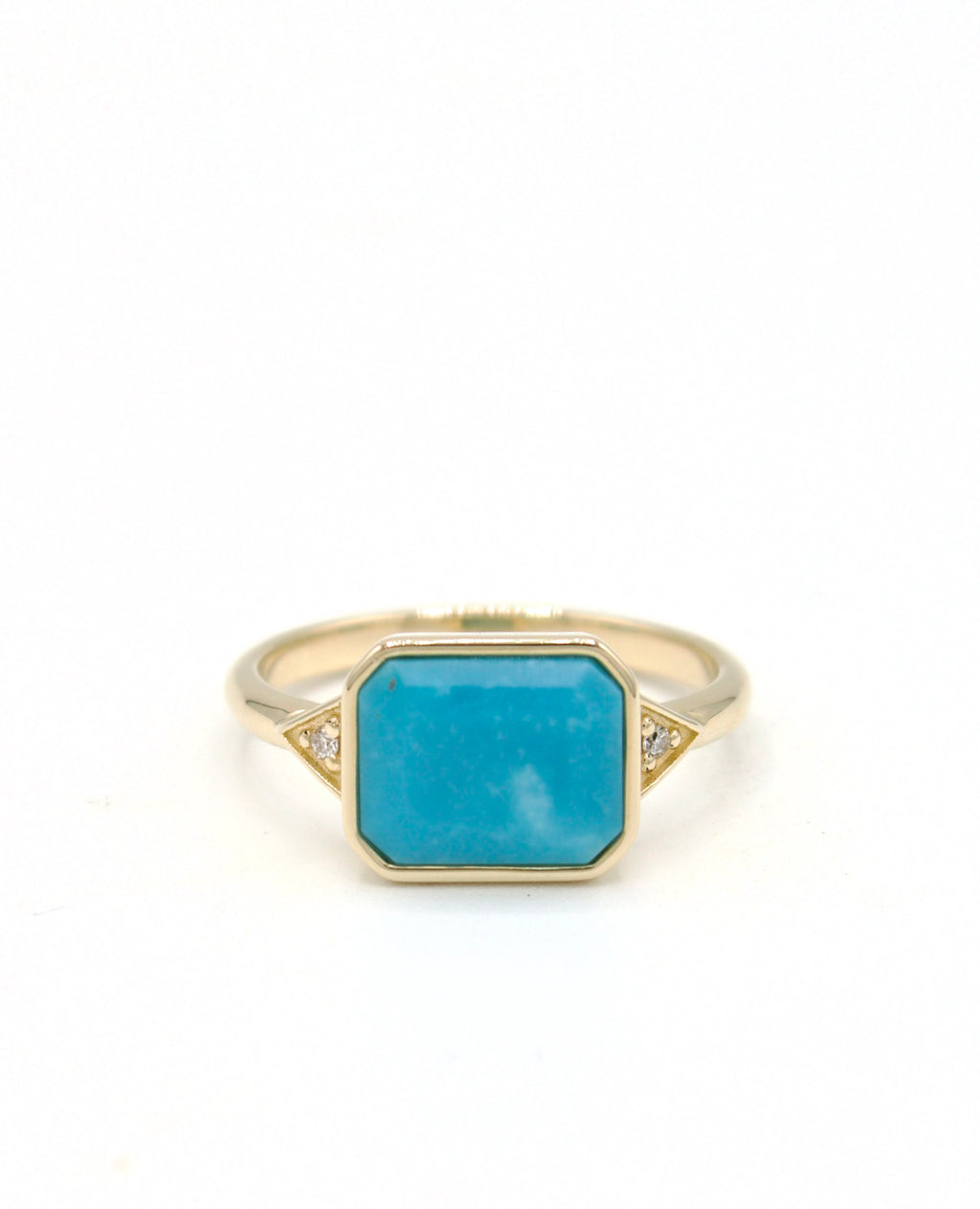 Contemporary Edwardian Ring with Turquoise and Diamonds