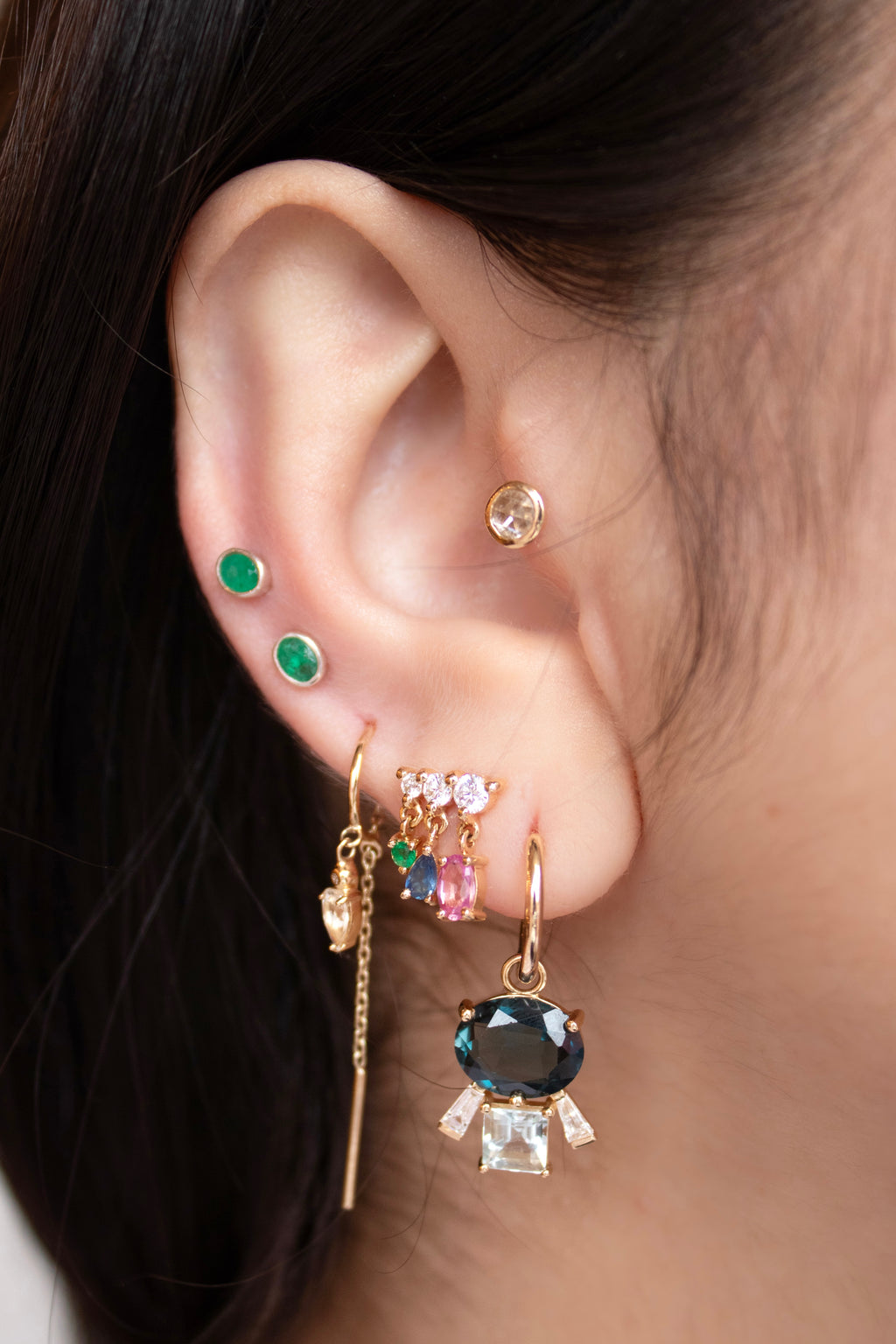 Emerald Oval Stud in Sterling Silver