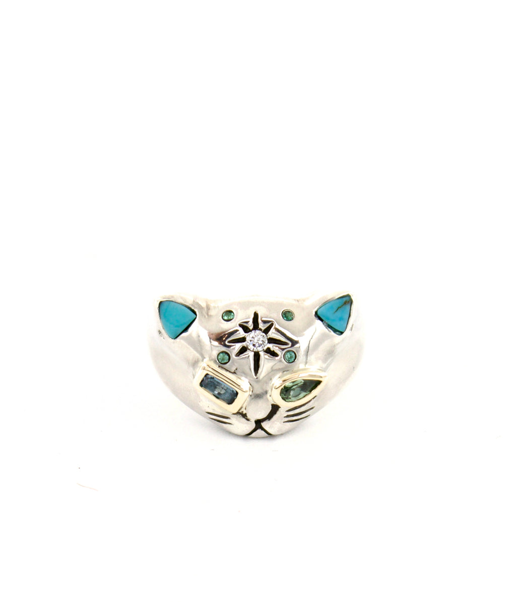 The Blue Wildcat Ring in Sterling Silver and 10K Gold