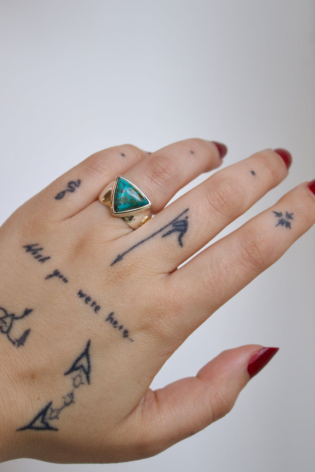 Sterling Silver/10k Trillion Cabochon SCOSHA Turquoise Ring