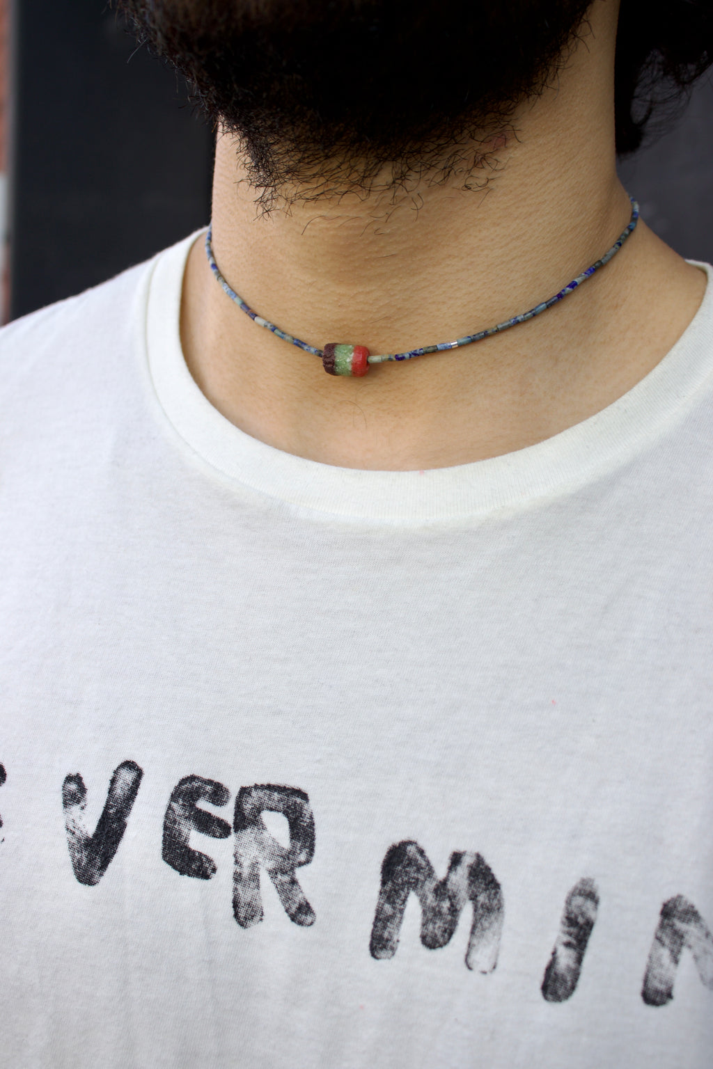 Far Away Lapis Heishi Bead Necklace