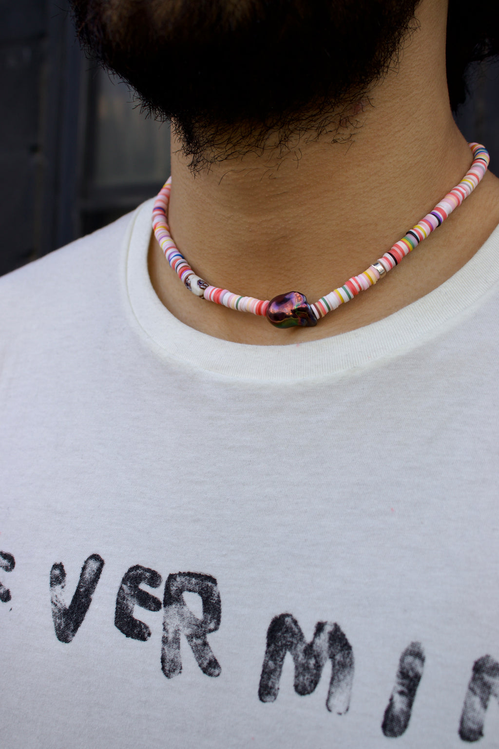 Far Away Black Pearl Necklace in Pink