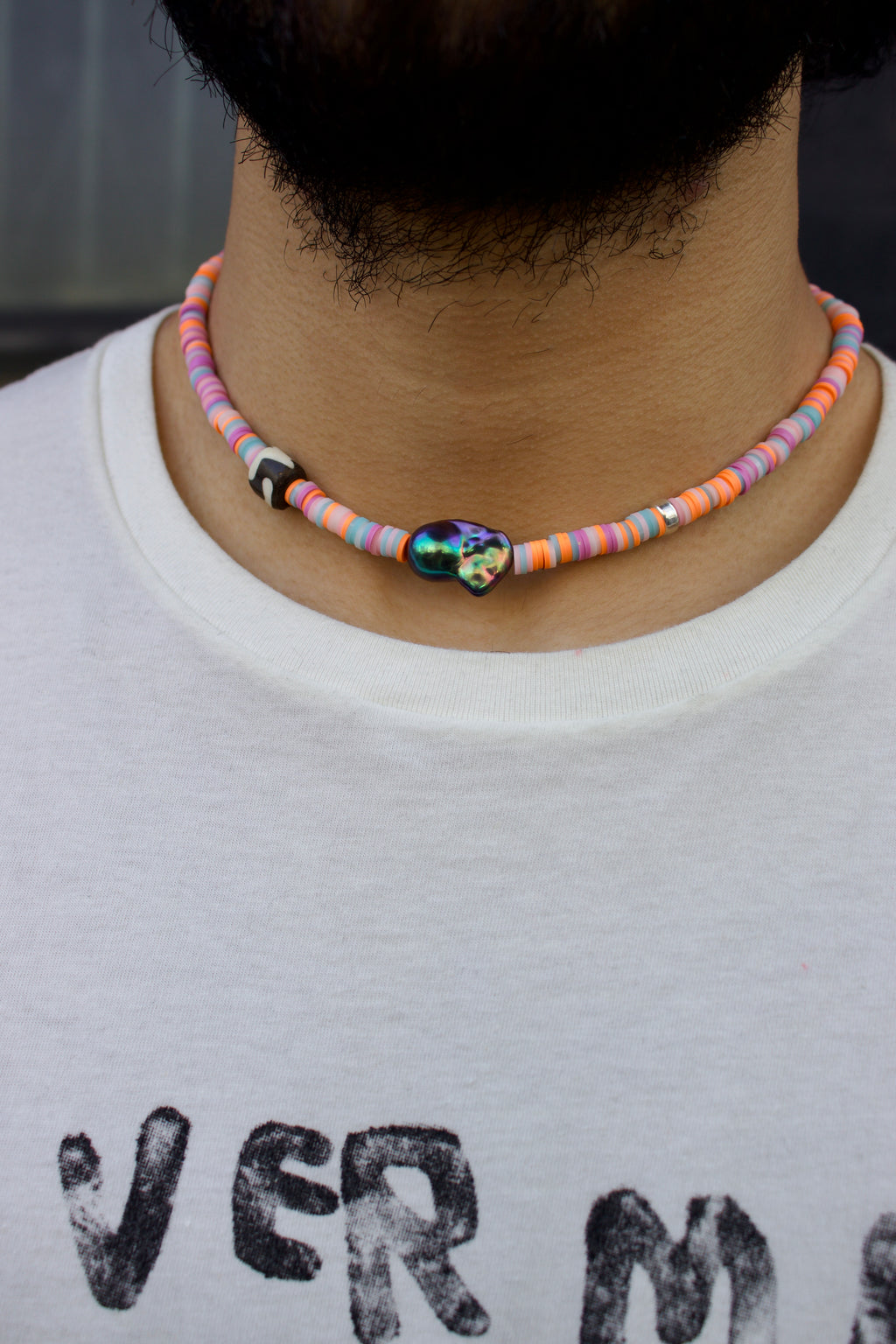 Far Away Black Pearl Necklace in Pink