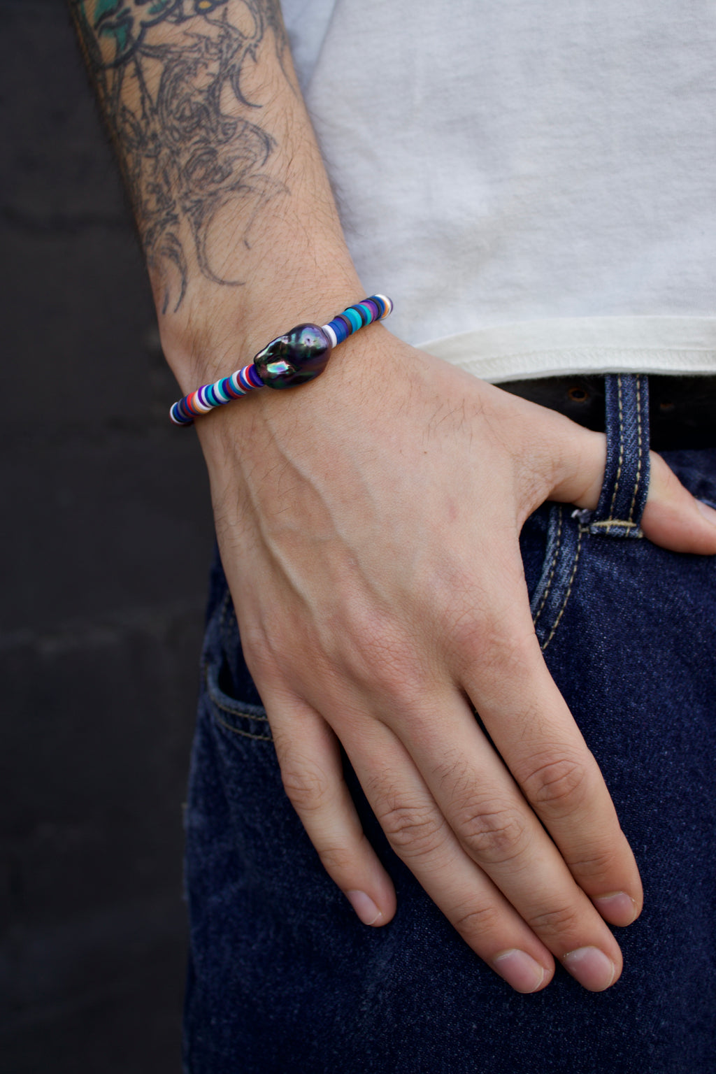 Far Away Black Pearl Bracelet in Blue