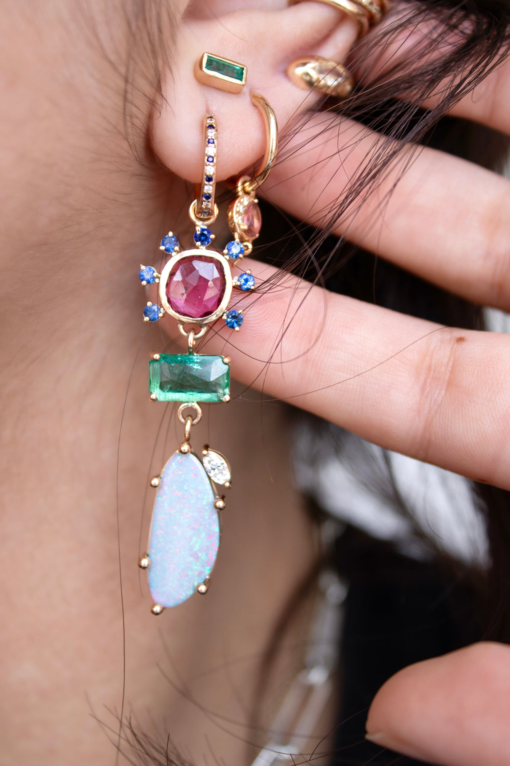 Tourmaline Sunspell Earrings with Opal