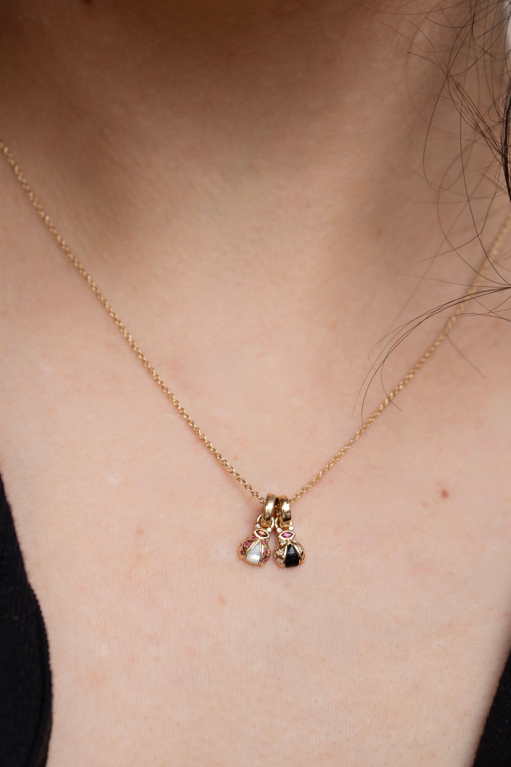 Ladybug Charm with Onyx