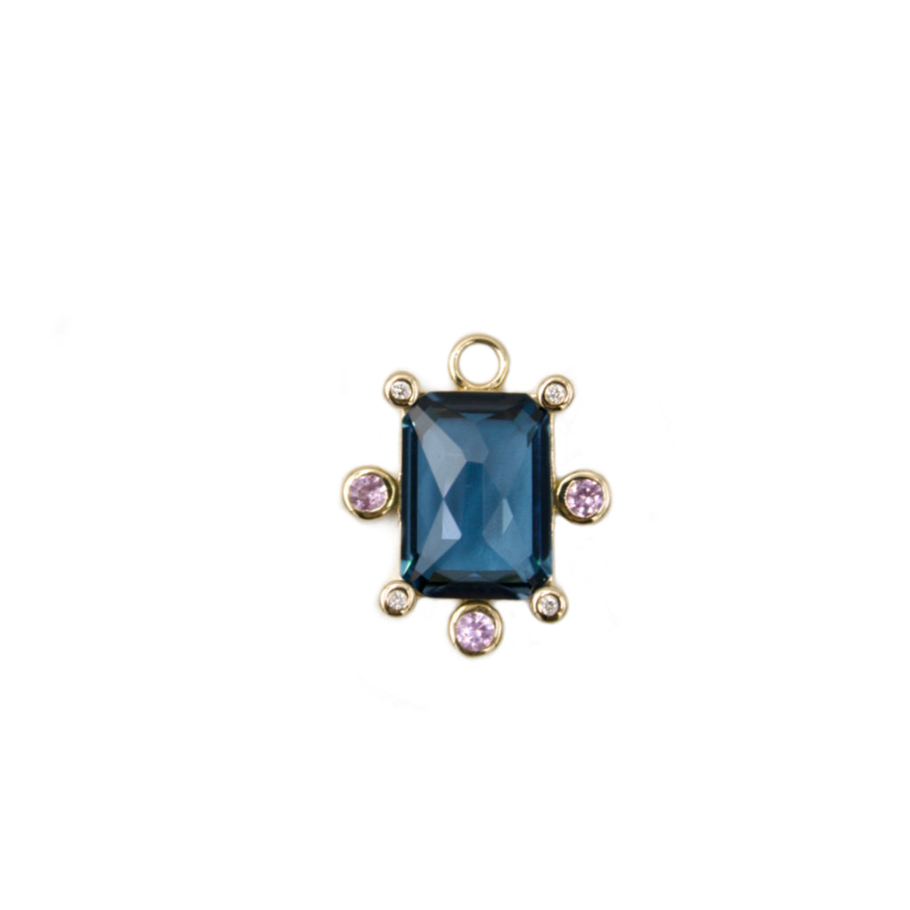 Royal Genie Charm with London Blue Topaz, Pink Sapphires, Diamonds