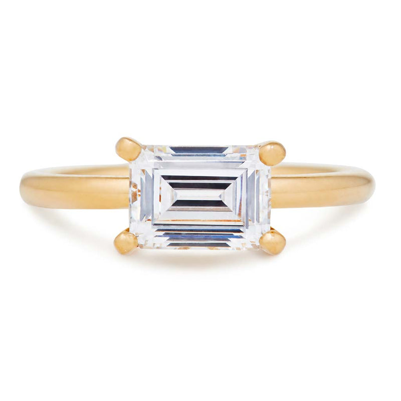 Horizontal emerald cut engagement shop rings