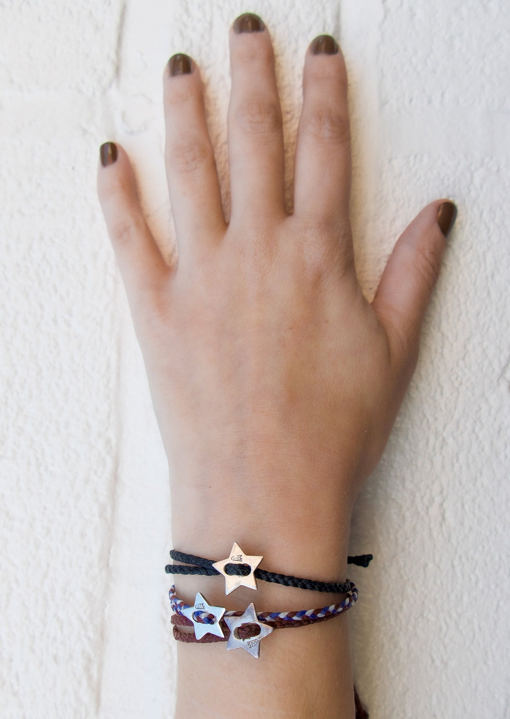 Silver Star Bracelet in Sky and Scarlet