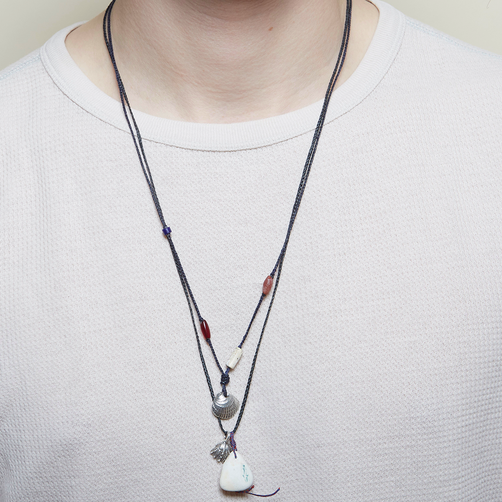 Beaded Shell and Charm Necklace