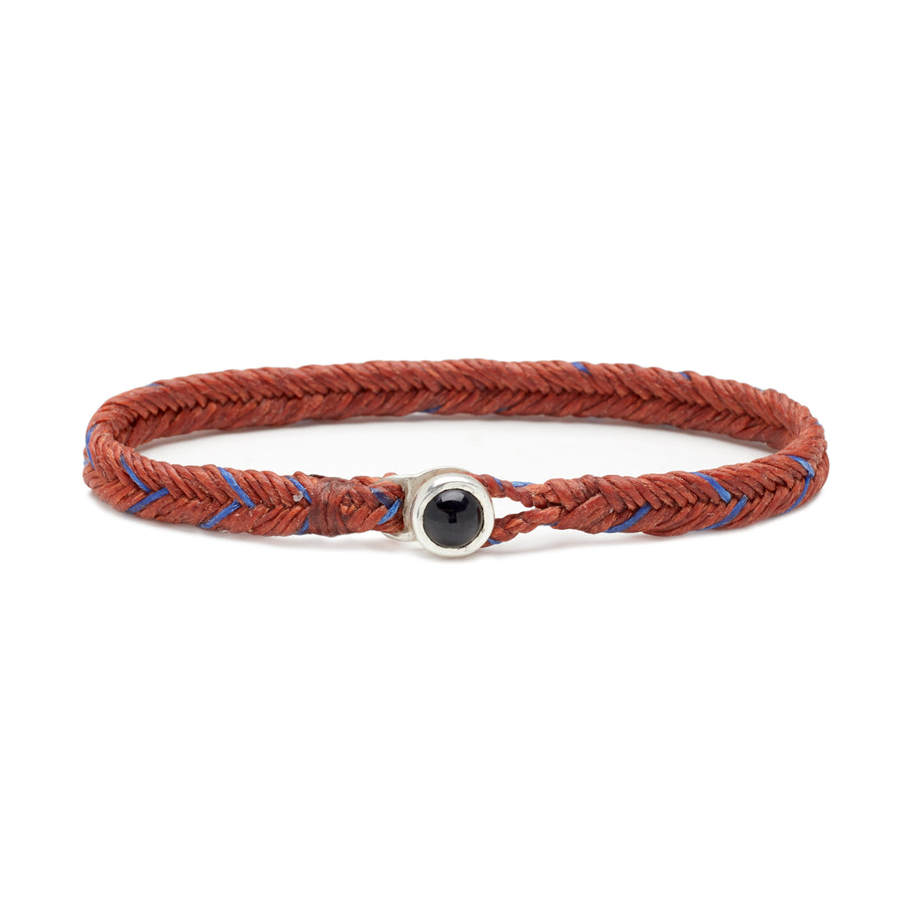Classic Fishtail Onyx Button in Silver With Rust, Royal Blue, and Berry Fleck