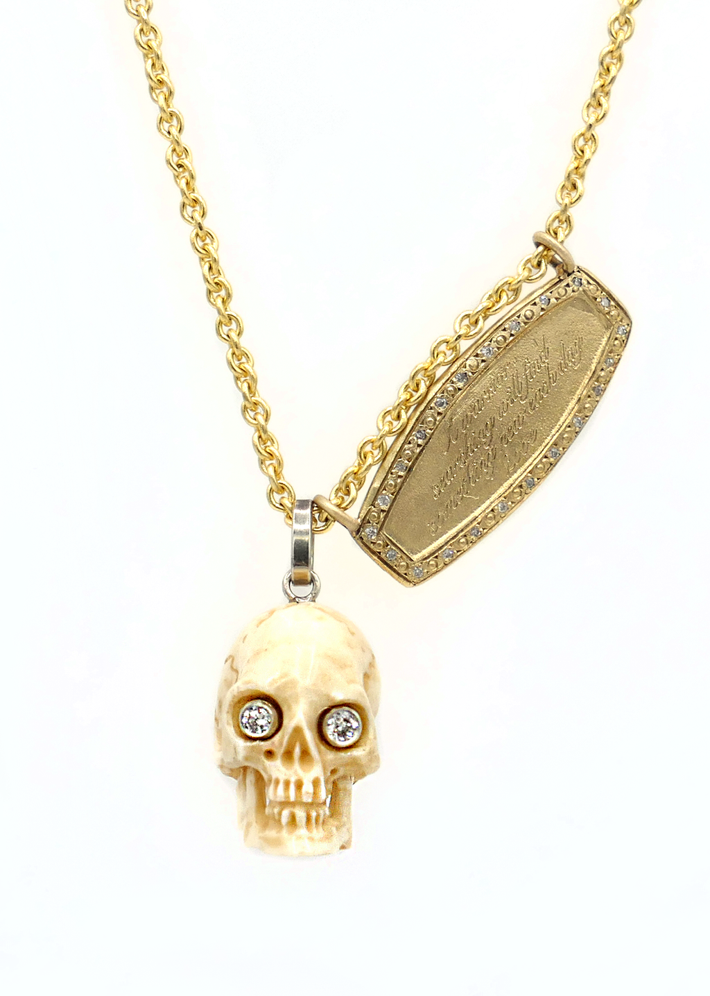 Scosha Vintage Charms Necklace in 14K Gold with Diamond Eye