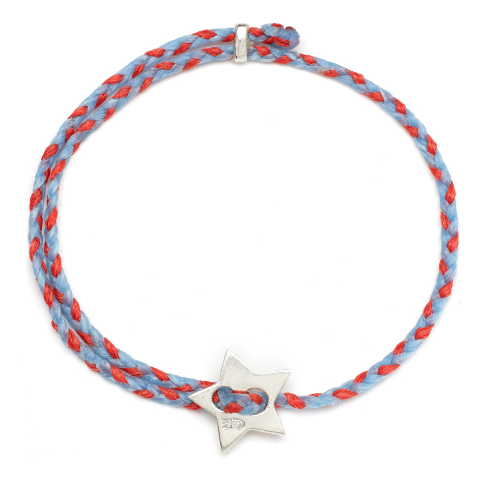 Silver Star Bracelet in Sky and Scarlet