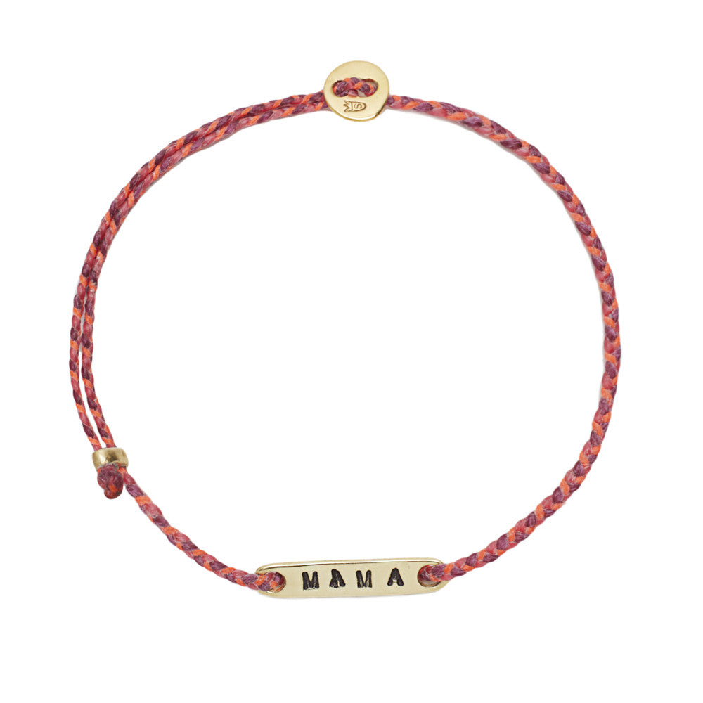 Mama Slider Bracelet in Brass with Pink Blend