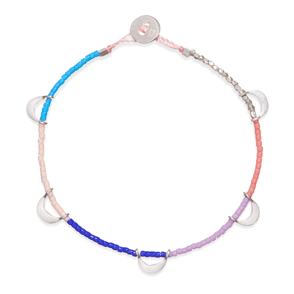 Beaded Bracelet with Luna Caravan in Silver and Rainbow