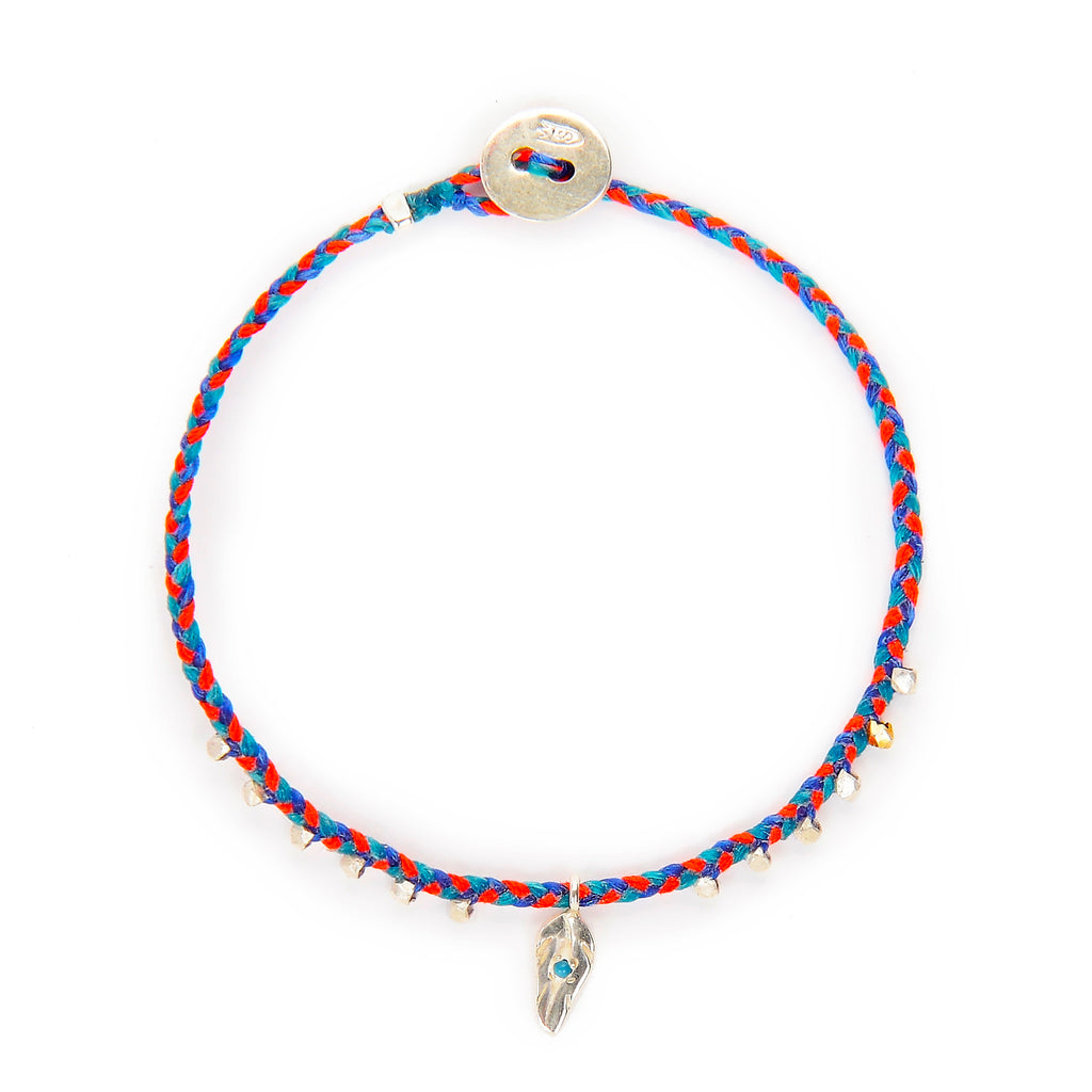 Easygoing Feather Charm Bracelet in Red and Blue