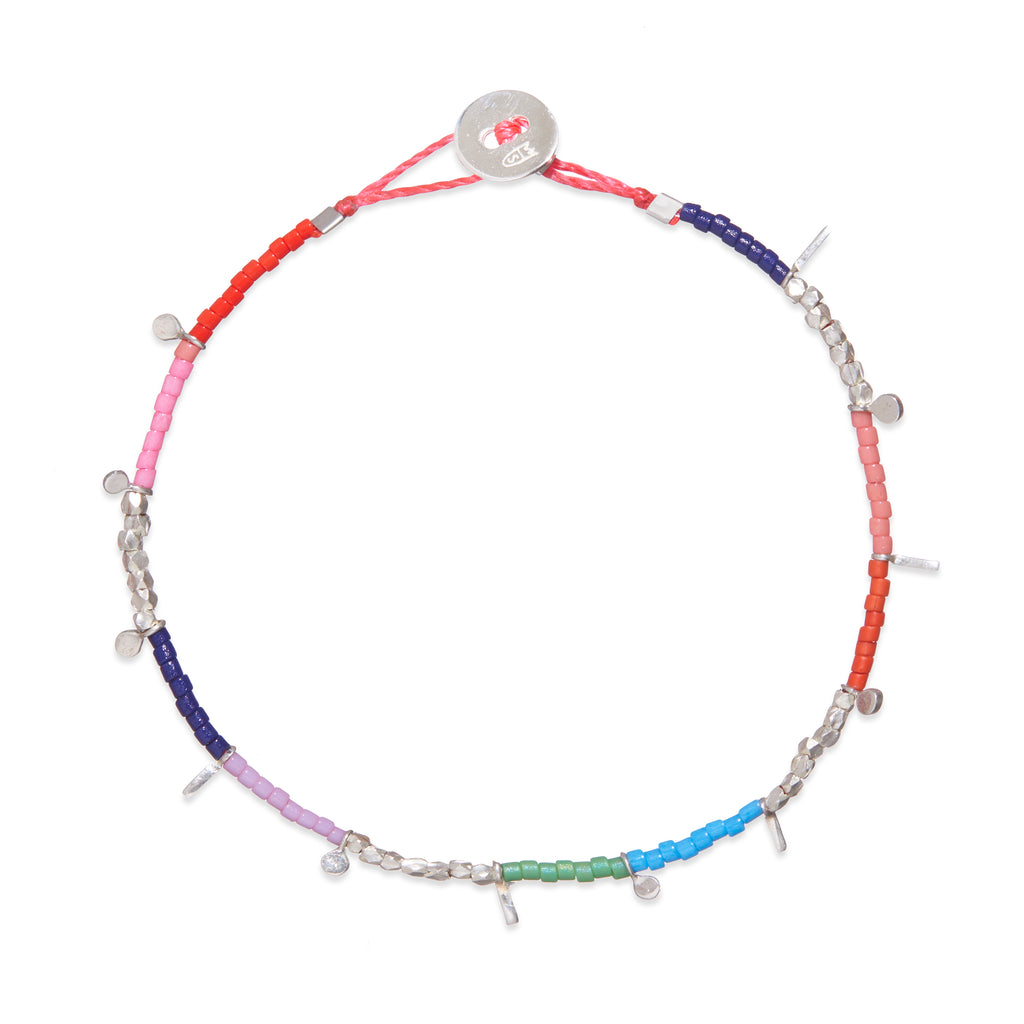 Beaded Tinsel Bracelet in Silver